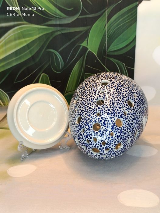 Ceramika Bolesławiec lampion ceramiczny jajo duże