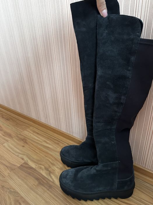 Натуральні замшеві ботфорти