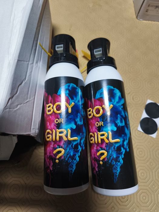 2x sprays pó Holi revelação gênero menino