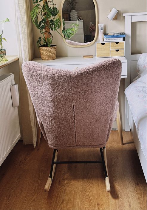 Fotel bujany HOMLA -  MOSS TEDDY BOUCLE różowy