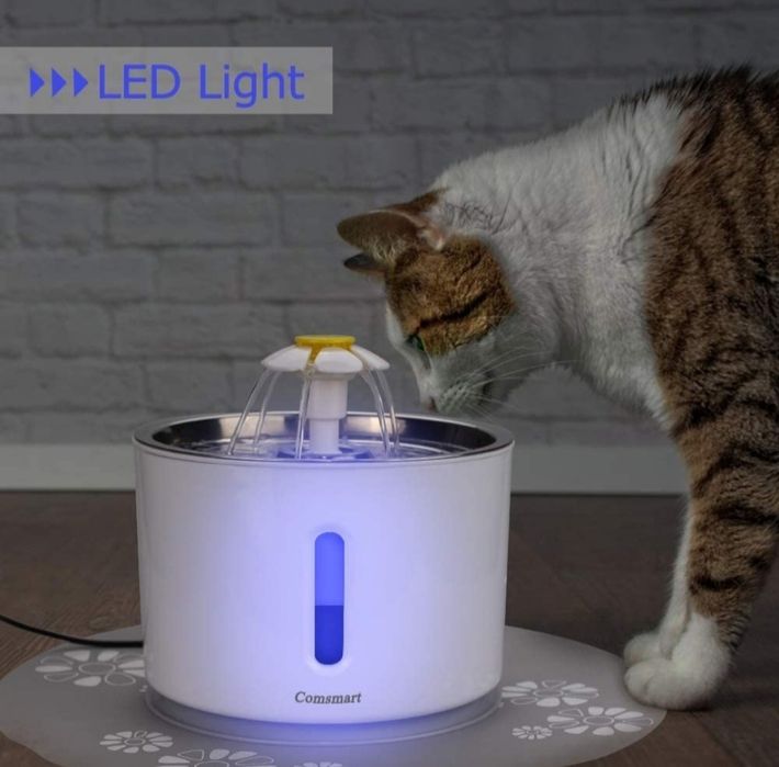Поїлка-фонтанчик для кота 2.4 л з фільтром/LED підсвічуванням