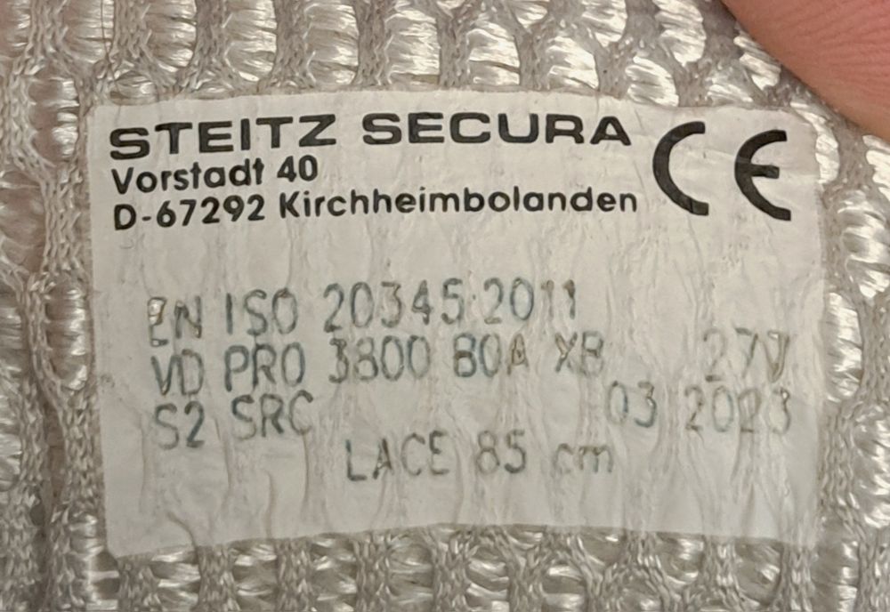 Професійні захисні робочі черевики Steitz Secura VD PRO 3800 BOA S2 SRC, розмір 43