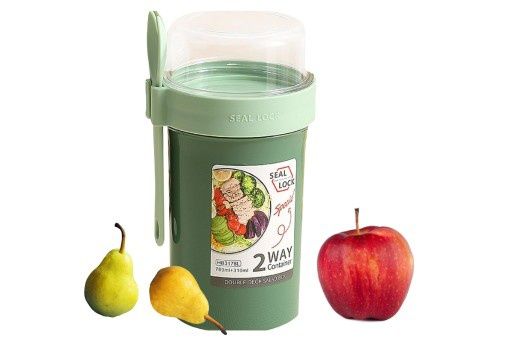 Lunch box zielone pudełko na śniadanie z widelcem śniadaniowka nowa