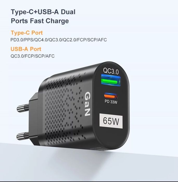 Ładowarka 65W do smarfona, macbooka lub laptopa