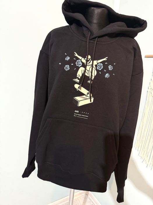 Bluza merch by Prosto , Axe , czarna z kapturem , L , hoodie