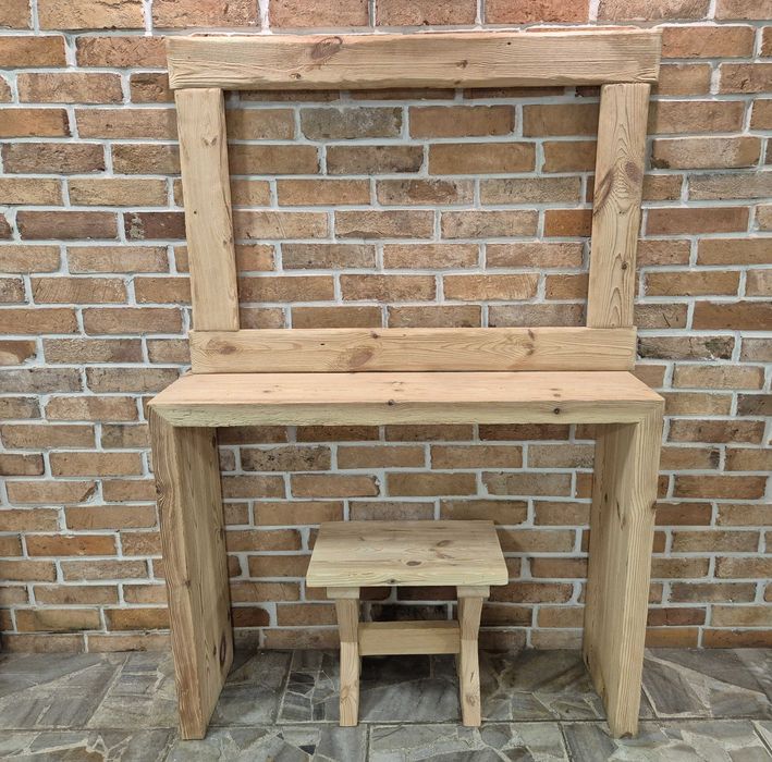 konsola z drewna stare drewno lustro rama