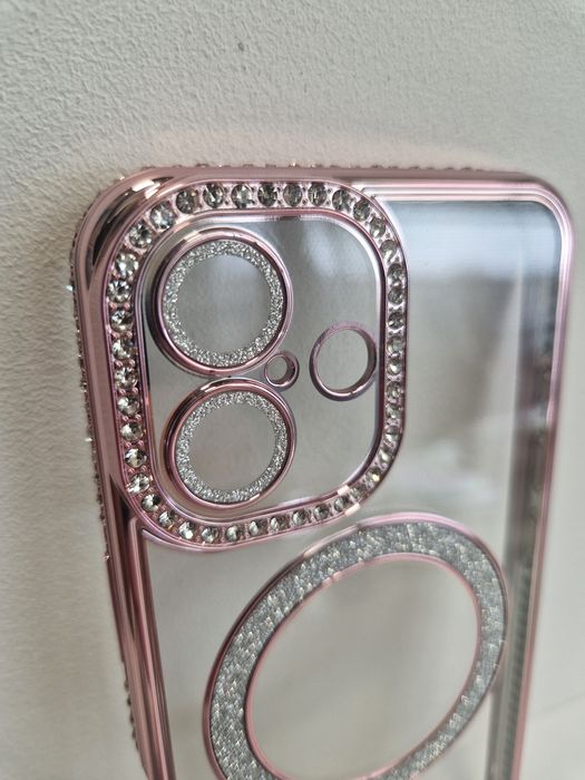 Bling Magsafe Case do Iphone 16 różowy