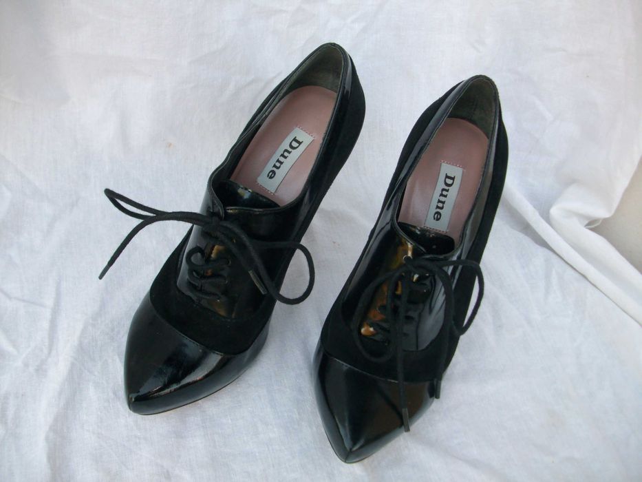 Dune Original skórzane botki szpilki sznurówki lakierki zamsz 37