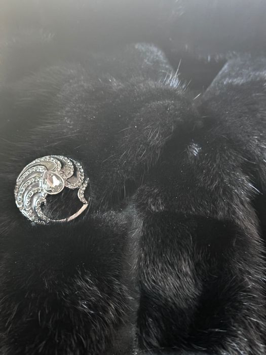 Шуба мутон з норкою 110 см