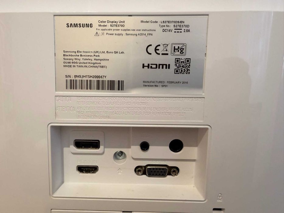 Monitor Samsung S27E370D 27" FHD Biały z ładowarką