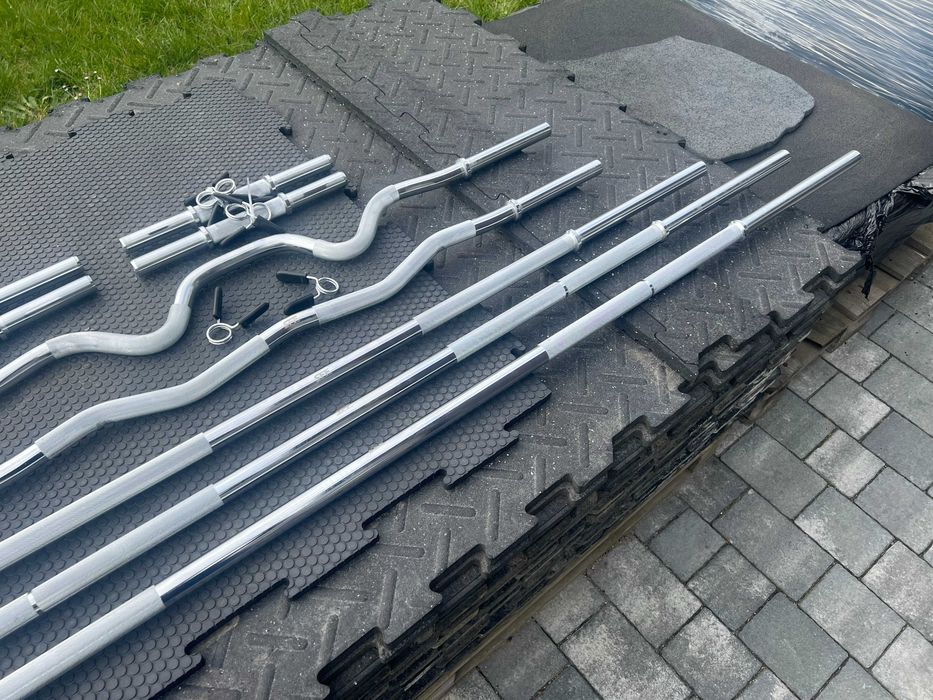 Gryf prosty krótki gładki chromowany SFF 2x 36cm 28mm + zaciski sprężynowe