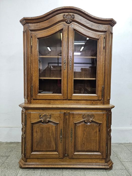 Stylowy dębowy kredens biblioteczka witryna Francja /