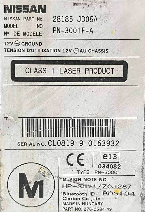 Rádio / Auto Rádio 28185JD05A - NISSAN QASHQAI I