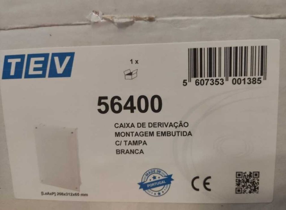 Caixa de derivação Montagem embutida c tampa branca - TEV