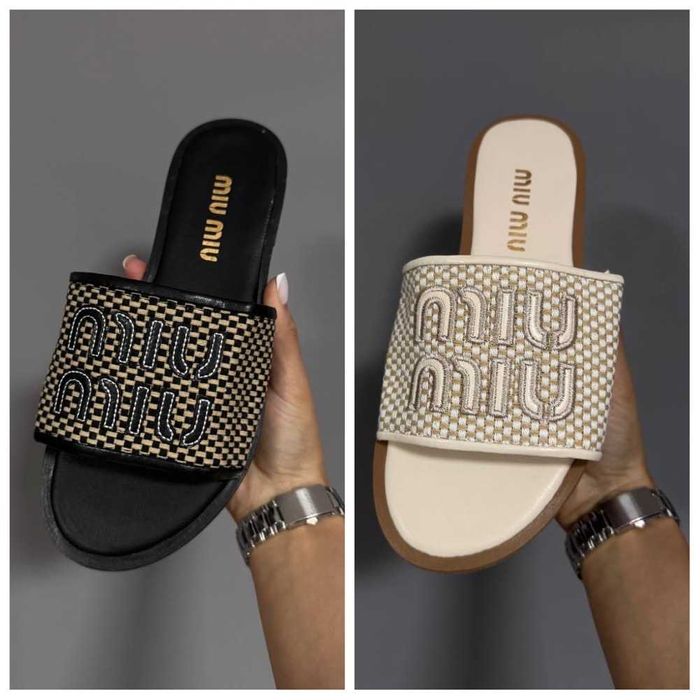 Женские летние шлепанцы Miu Miu Slides шлепки миу миу жіночі літні шльопанці міу міу шльопки