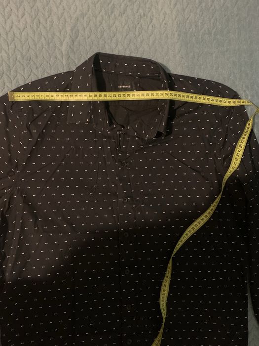 Reserved koszula czarna męska z kołnierzem rozmiar XL w białe kokardki