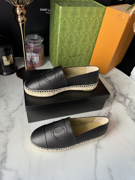 Espadryle Chanel black leather