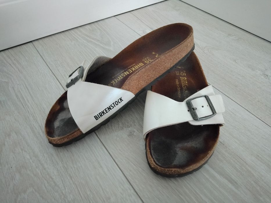 Birkenstock Madrid Graceful Pearl White klapki damskie letnie Made in Germany Luxury Summer Slippers