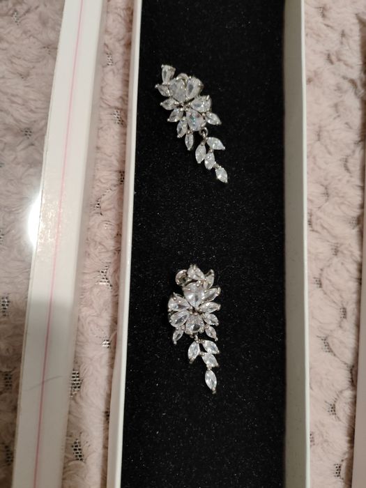 Zestaw kolczyki plus bransoletka ślubna