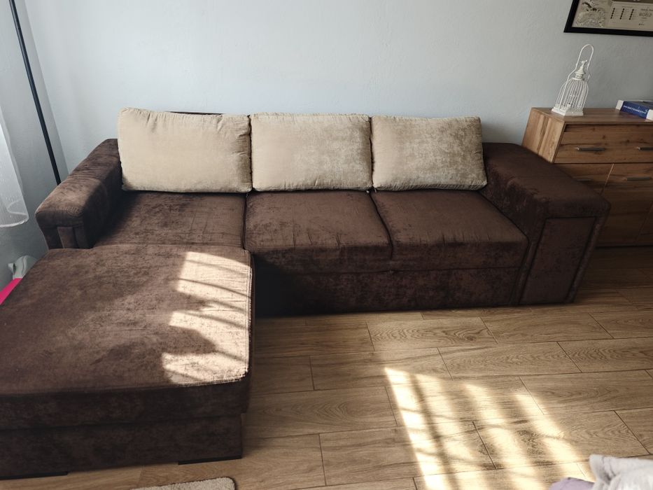 Sofa rozkładana narożnik z funcja spania plus barek