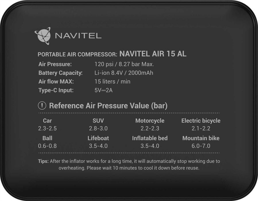 Automatyczna Elektryczna Pompka Do Kół Kompresor Navitel Air 15 AL