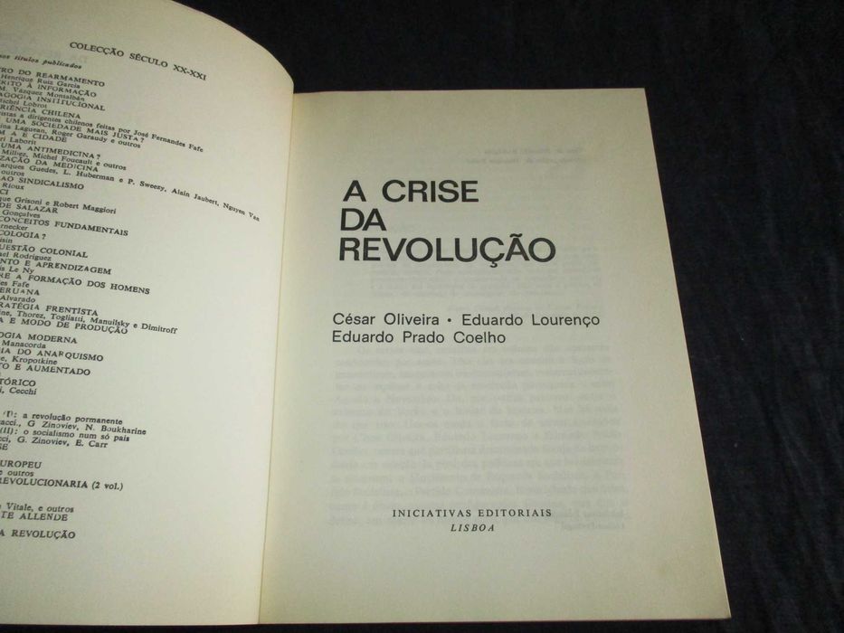 Livro A Crise da Revolução C. Oliveira Eduardo Lourenço Prado Coelho