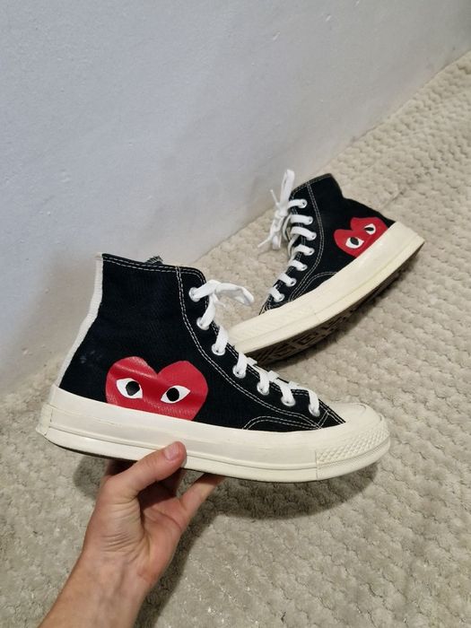 Высокие чёрные кеды конверсы  Converse x Comme des garcons play 39 р