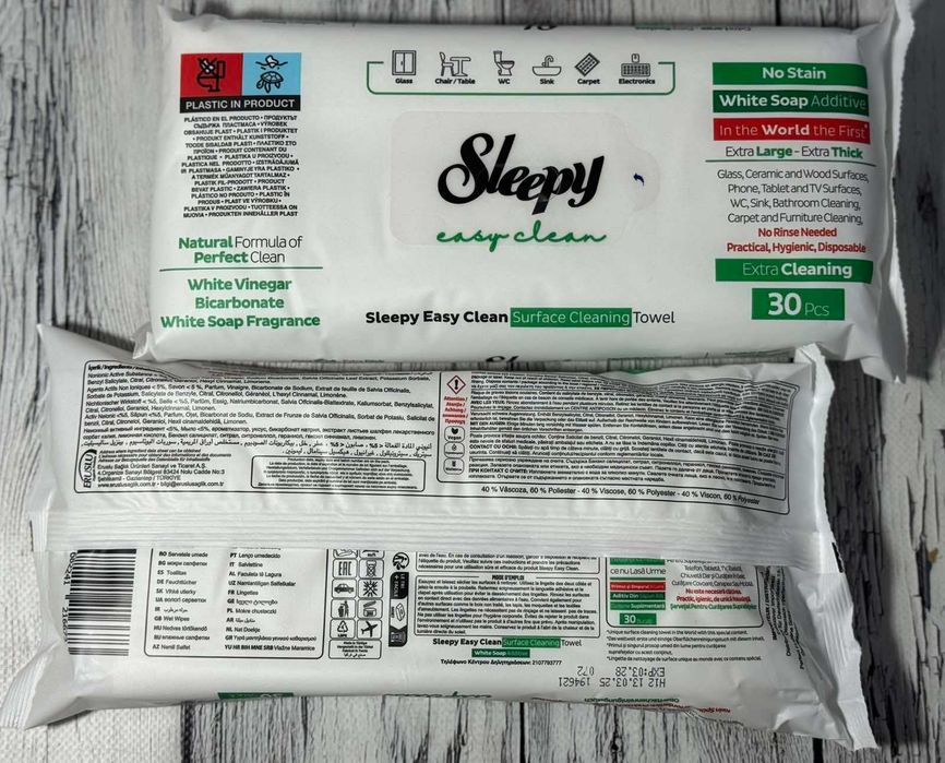 Серветки Sleepy  для побутового прибирання Easy Clean Green 30 шт