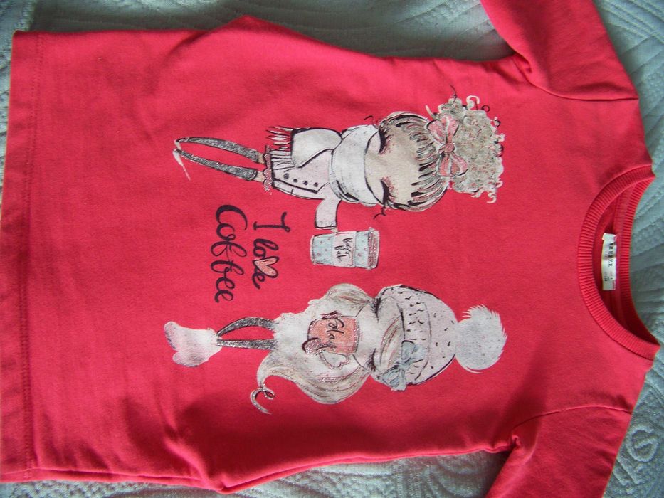 Sweterek tunika sweter czerwony dziewczynka Walentynki R. 104 jesień