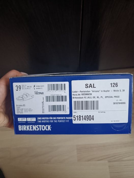 Sprzedam nowe klapki Birkenstock Arizona skórzane r.39 jasno różowe