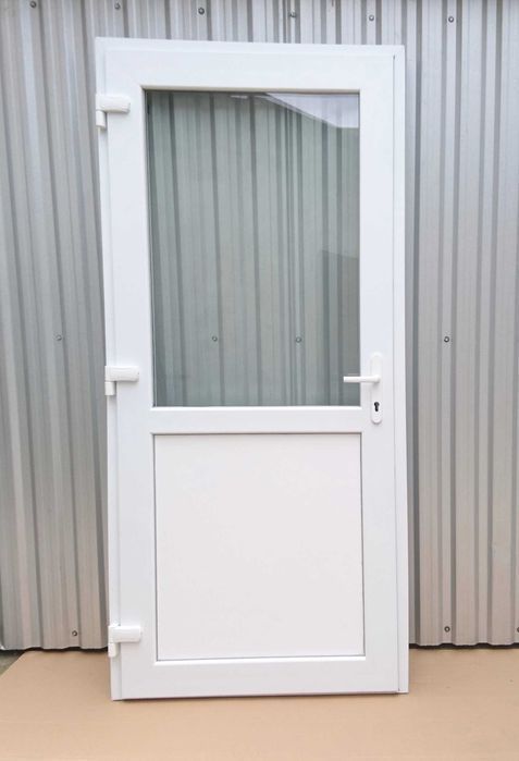 Drzwi zewnętrzne PCV sklepowe 90x210 białe RÓŻNE WYMIARY KOLOR OD RĘKI