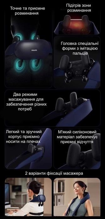Универсальный роликовый массажер Philips для спины, шеи и плеч