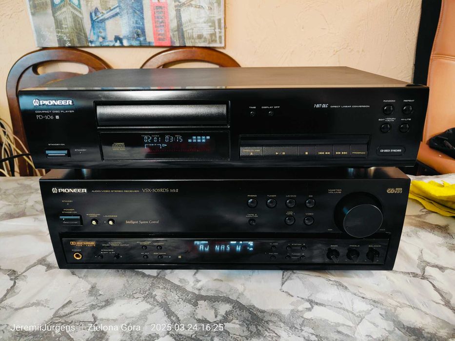PIONEER 100% Sprawny Amplituner VSX-505RDS MKII + CD Odtwarzacz PD-106