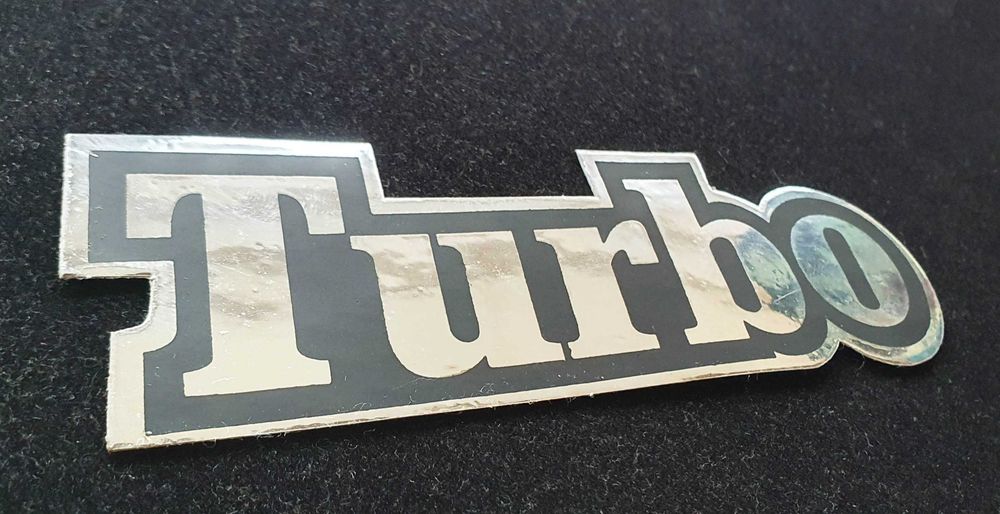 Antigo Autocolante Metalizado ~ "TURBO" ~ Vintage Anos 80 ~ (Renault 5 GT Turbo?)