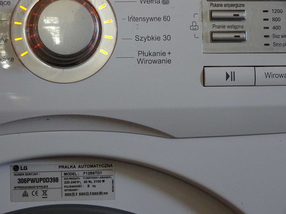 LG 8kg DirectDrive-nowy krzyżak i bęben+dostawa