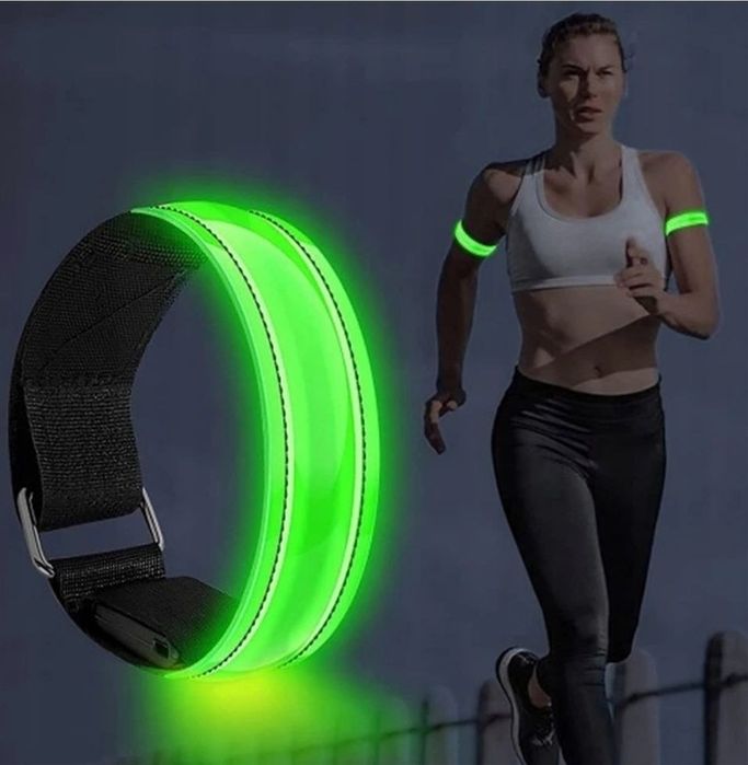 Світлодіодний LED браслет Lesko Green на руку для бігу/вело спорту