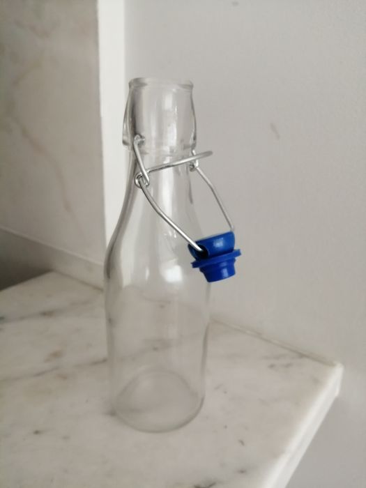 Garrafa vidro - tampa estilo vintage-260 ml-nova a estrear