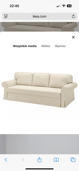 Sofa 3-osobowa VRETSTORP IKEA rozkladana bezowa