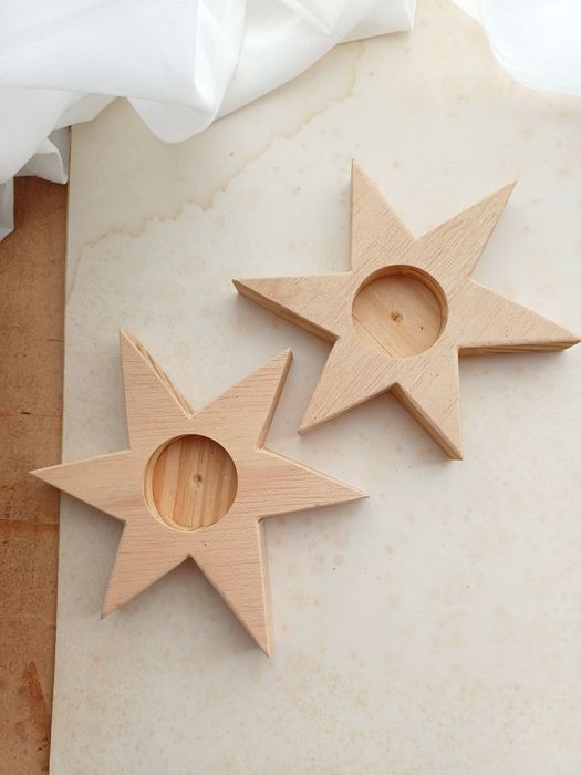 Drewniane gwiazdy gwiazda świecznik dekoracja prosta drewno