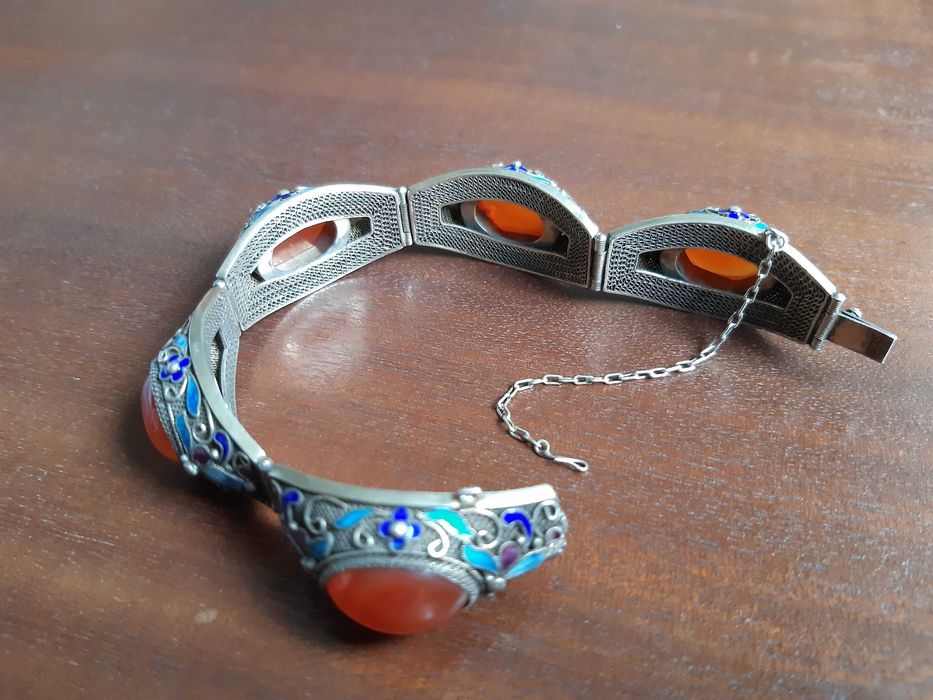 Pulseira de prata e esmaltes (China) séc. XX