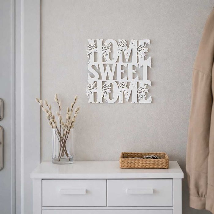 Dekoracja ścienna „HOME SWEET HOME” –  ażurowa ozdoba – różne kolory