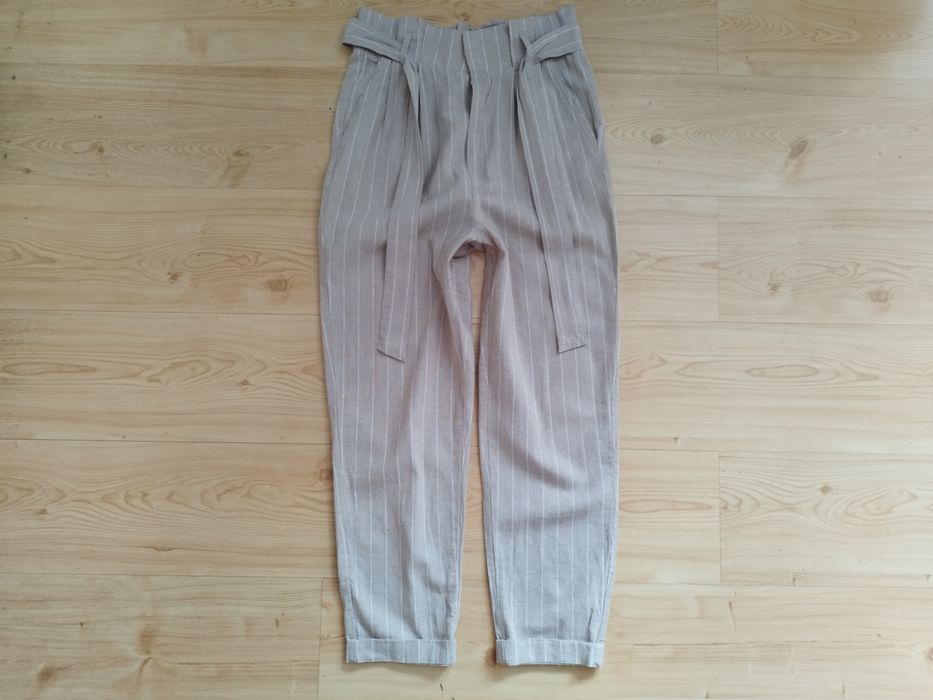 Spodnie premium z lnem paseczki XS-S