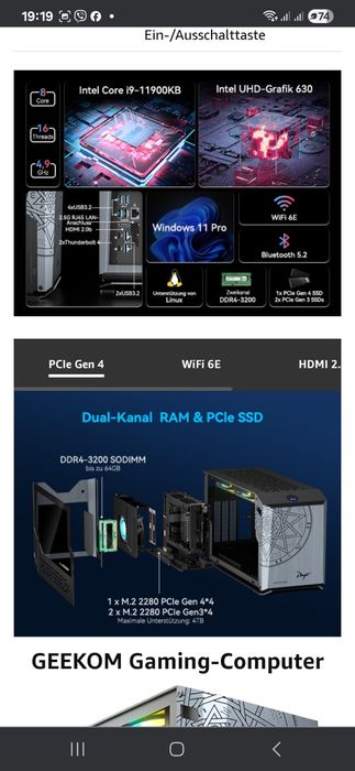 Новий ігровий ПК комп'ютер Geekom Fun 11 Core i9 DDR4 32