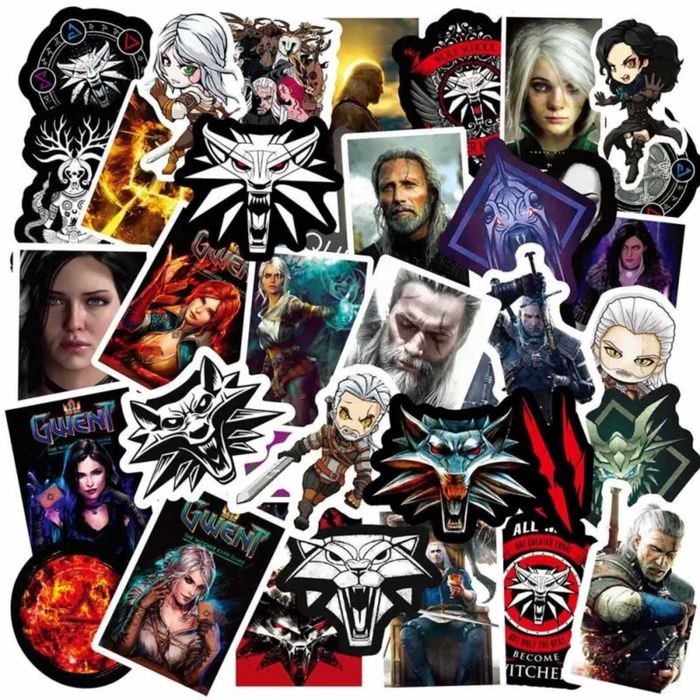 Сет 50шт/набор! Пак наклеек "Ведьмак" виниловых стикеров Witcher игры