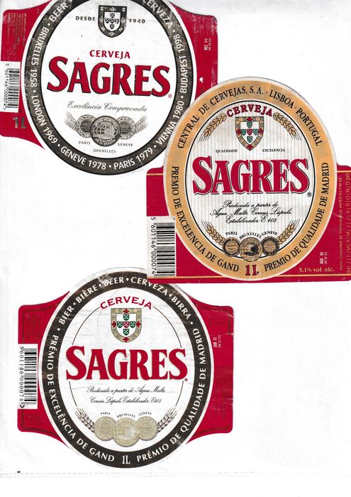 Rotulos de cerveja da Sagres