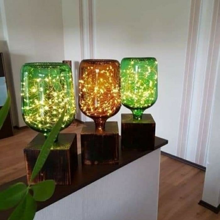 Garrafões Vidro Cor Mel ou Verde para Iluminação de Natal ou Macramé