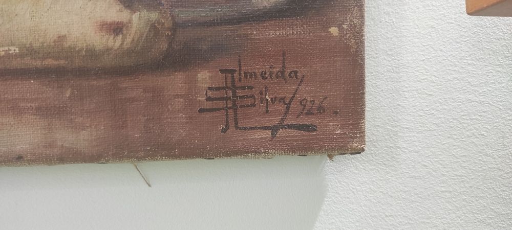 Pintura original a óleo sobre tela de José de Almeida e Silva de 1926