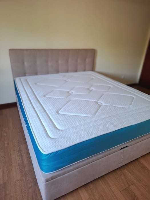 Cama 1,80x2,00 Sommier Elevatória, Colchão, Cabeceira e Arrumação