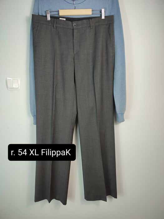 Filippa K grafitowe spodnie męskie wełniane XL klasyczne loose fit ele