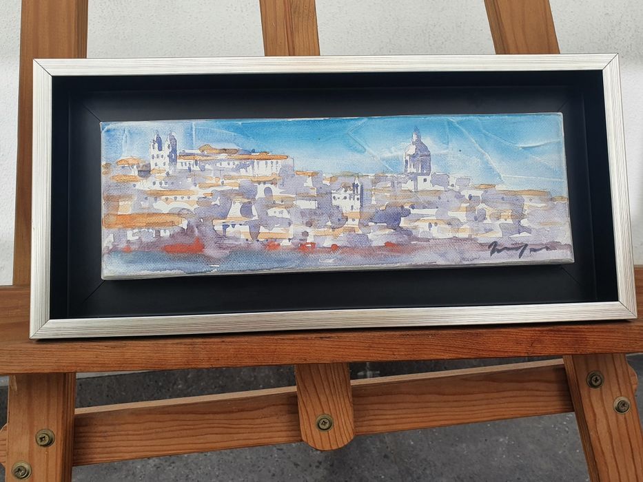 Águarela de Lisboa em tela